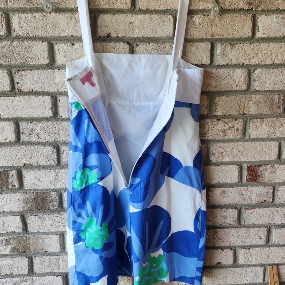 Lilly Pulitzer cotton Yesenia Dress Blue and green floral, lined, 1 in straps 0 - Picture 12 of 16